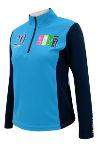 Tailor-made colorblock zipper half chest Polo design hot stamping logo mesh fabric Slim fit Slim waist Functional sweatshirt design company W220 45 degree